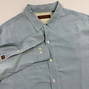 Tori Richard Honolulu Button Down Shirt Mens L Light Blue Silk Linen Long Sleeve